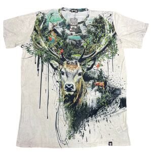 Hoodie Lab 4XL Men’s AOP Deer Nature T-Shirt All Over Print Art By Riza Peker
